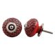 Red Black Etched Floral Knob